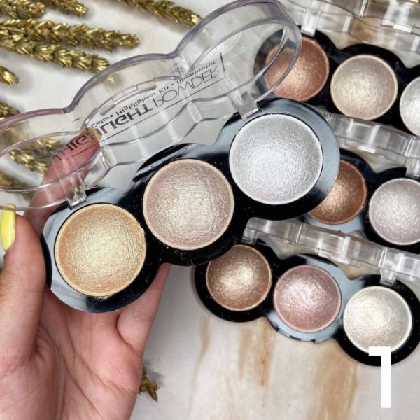SeVen Cool Highlighter for face, 3 colors, tone 01